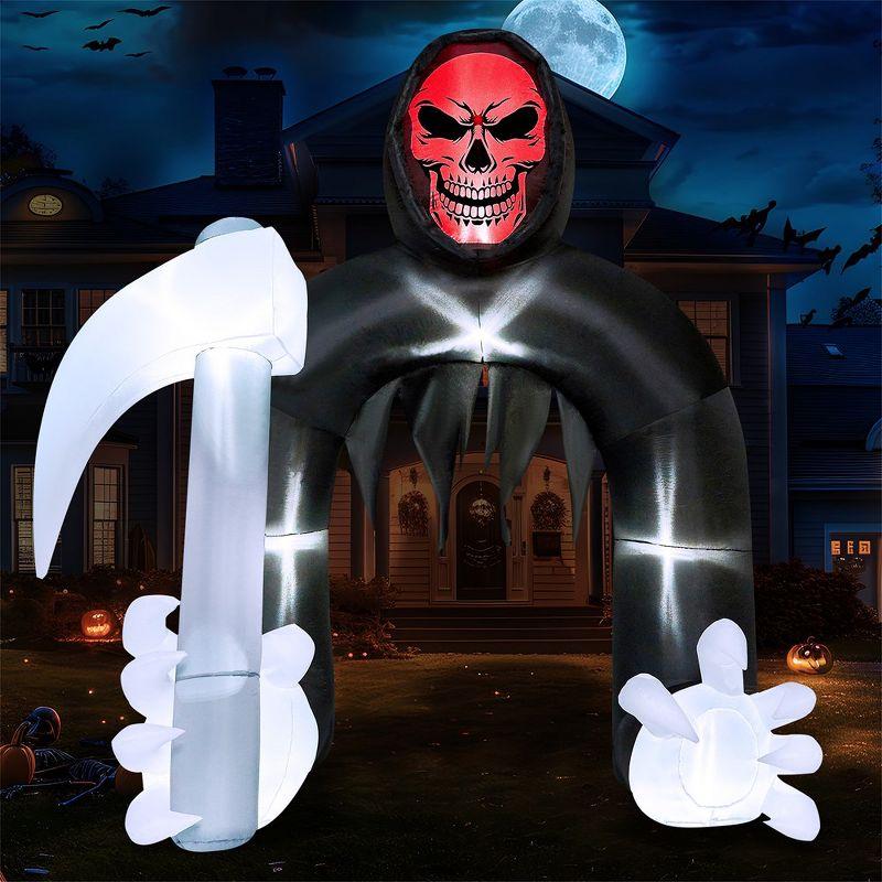 SYNCFUN 10 FT Halloween Inflatable Decoration, Giant Grim Reaper Archway with LEDs for Halloween Outdoor Decorations, Yard Garden Lawn Party Decor