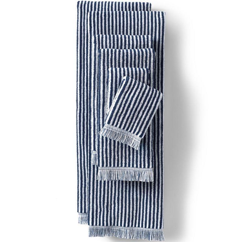 Lands' End Cotton Yarn-dyed Stripe 6-Piece Bath Towel Set - Assorted Bath Towel Set - Antique Navy Stripe