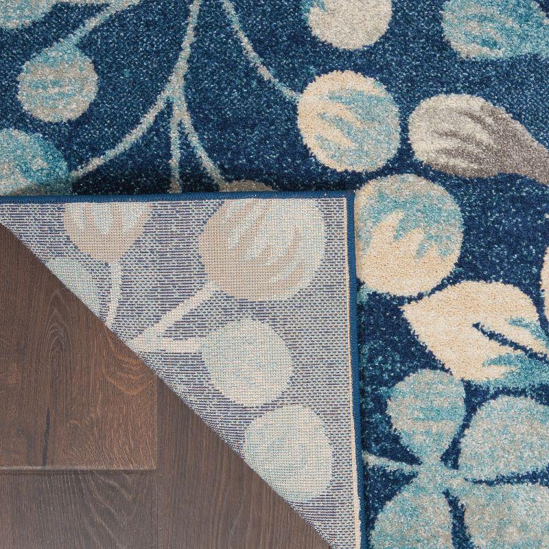 Nourison Tranquil 5'3" X 7'3" (5' x 7') Navy Indoor Area Rug Contemporary Botanical Vine and Bloom by Nourison