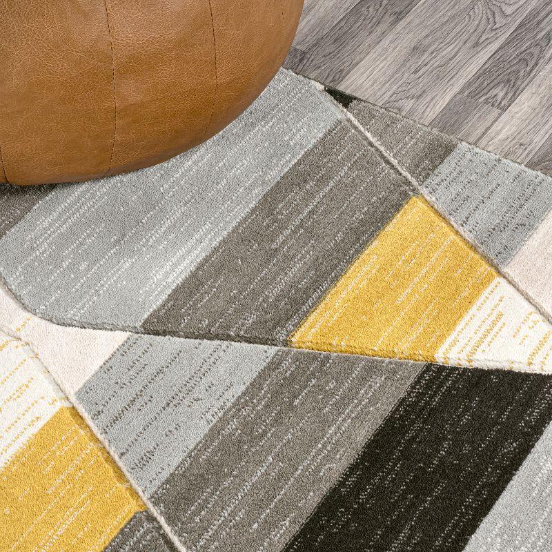 Kehoe Yellow and Gray Geometric Diamond Area Rug