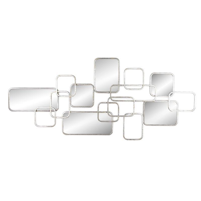 Mercer41 Baeden Modern Geometric Metal Wall Mirror with Overlapping Rectangular Frames - Stylish Decorative Accent Featuring Glass, Wood, and MDF Design