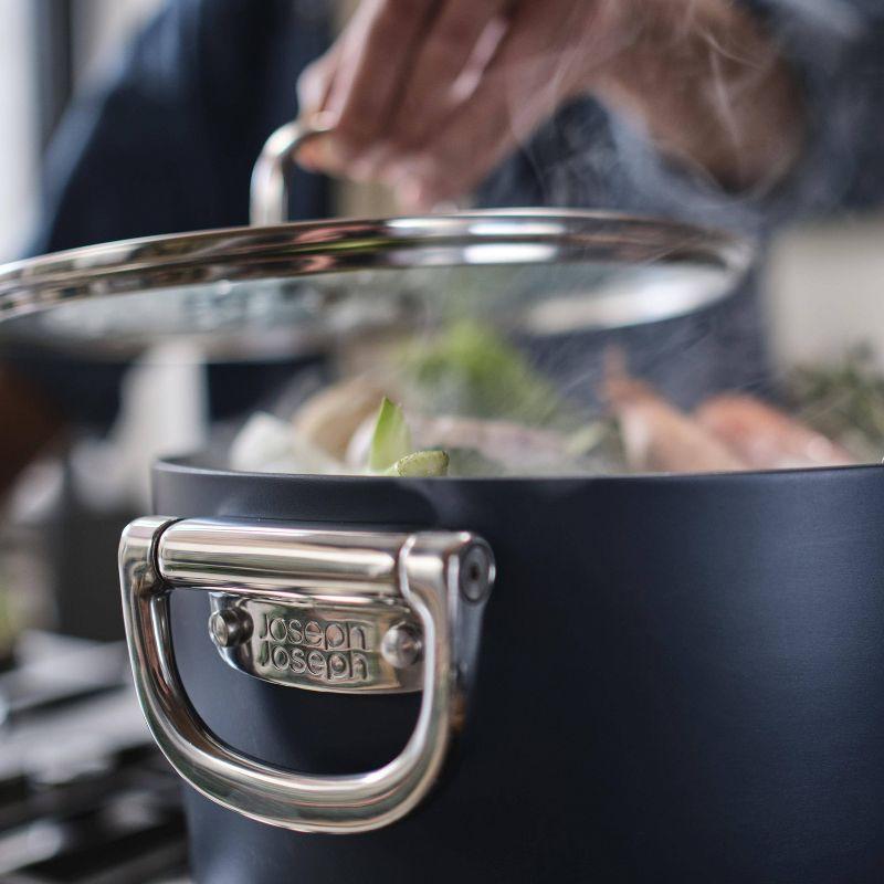 Joseph Joseph Joseph Joseph Space Ceramic Non-Stick 8.5 Qt. Stock Pot with Folding Handles and Lid