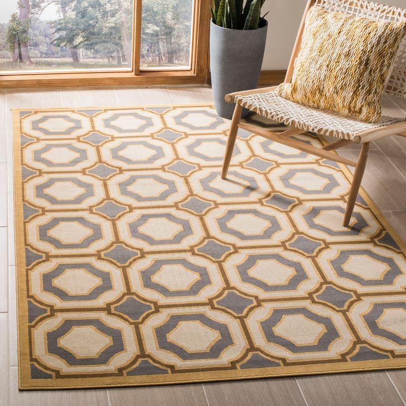 Dark Grey and Ivory Geometric Outdoor Area Rug