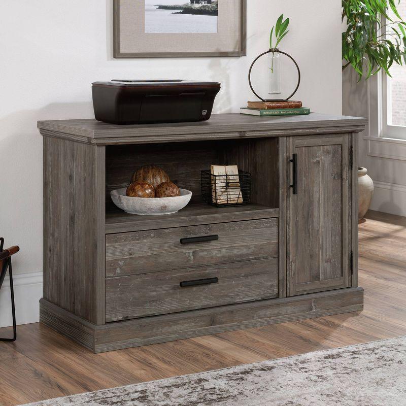 Pebble Pine Rustic Lateral File Credenza with Adjustable Shelf