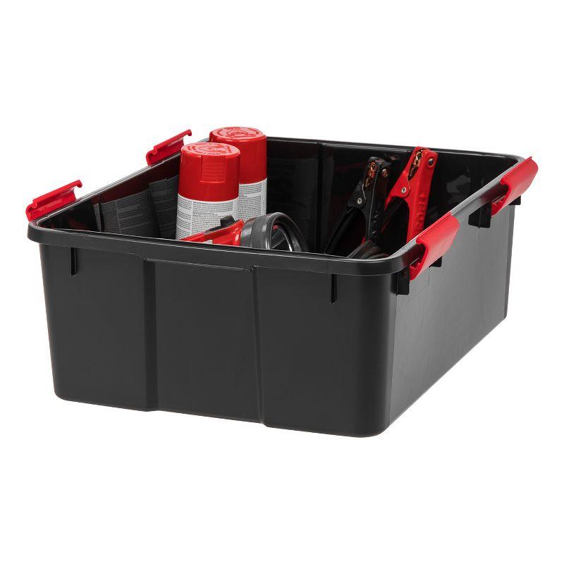 IRIS USA WeatherPro™ Bin Tote Organizing Container, Black/Red