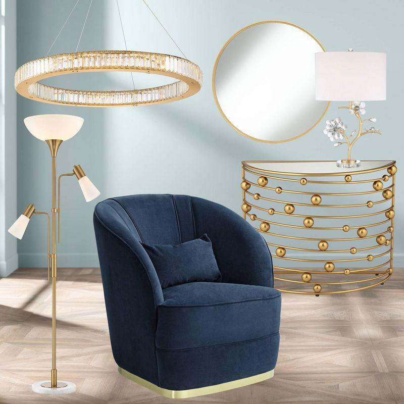 55 Downing Street Liam Modern Metal Console Table 36 3/4" x 15 5/8" Gold Mirrored Tabletop Rail Bead for Living Room Bedroom Bedside Entryway Office