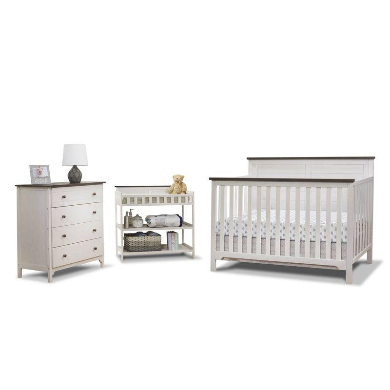 Farmhouse White and Chocolate 4-in-1 Convertible Crib Set