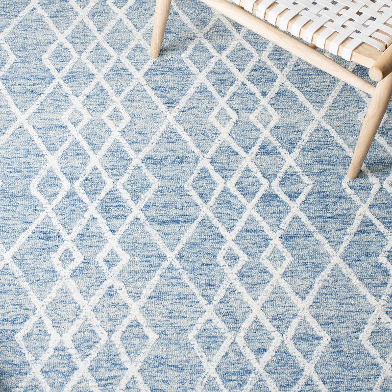 Elegant Square Hand-Tufted Wool Rug in Blue and Ivory - 6'