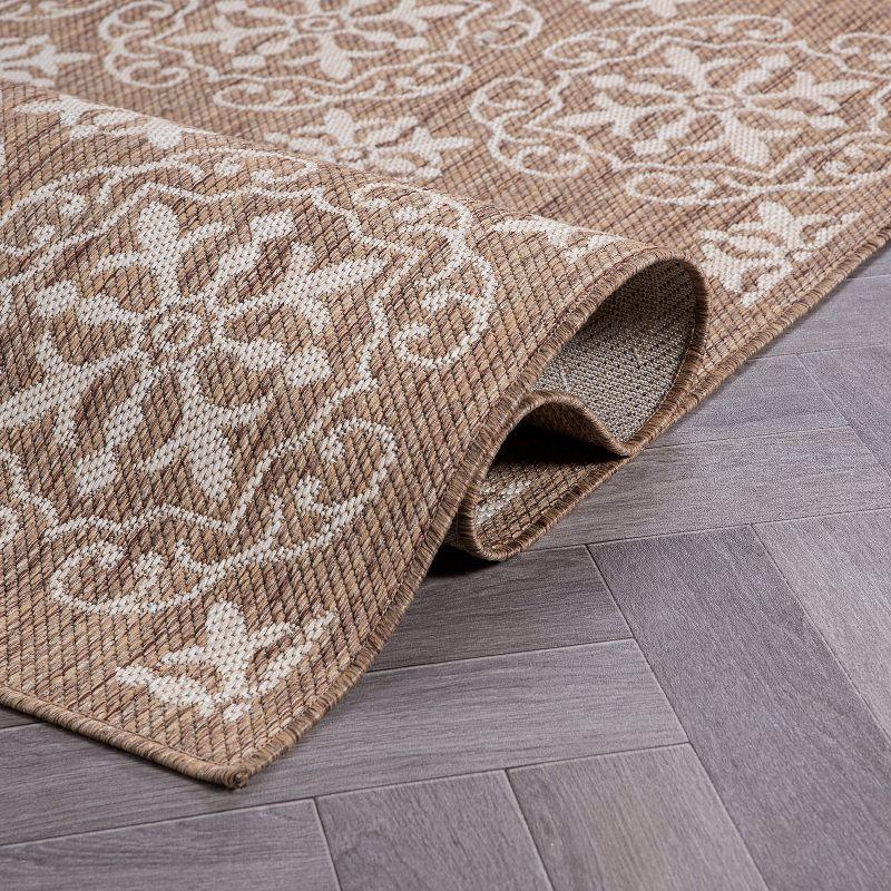 World Rug Gallery Transitional Geometric Textured Flat Weave Indoor/Outdoor Area Rug - BROWN 5' X 7'