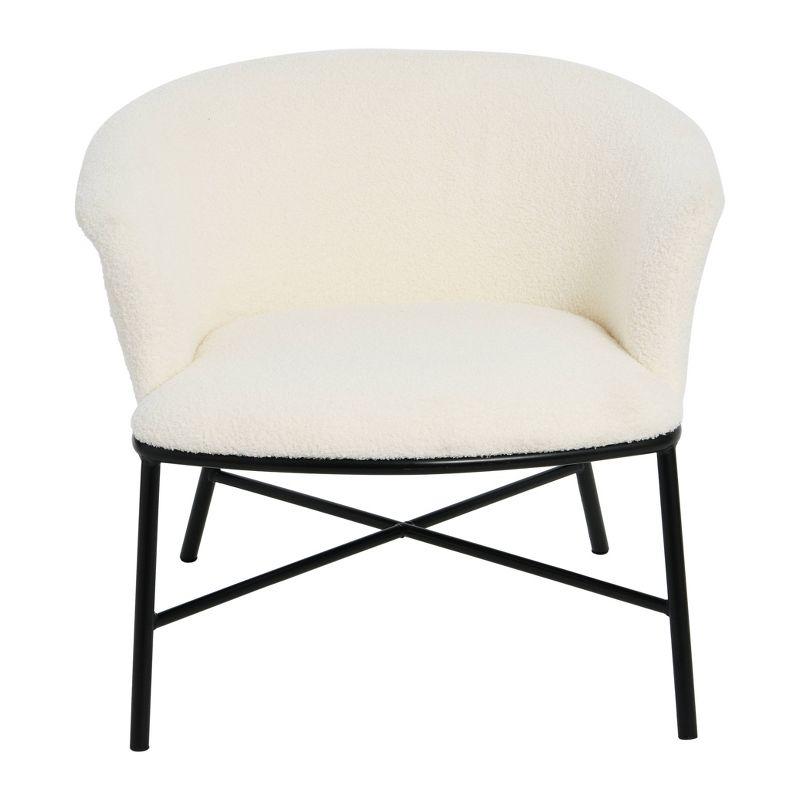 White Boucle Upholstered Metal Accent Arm Chair