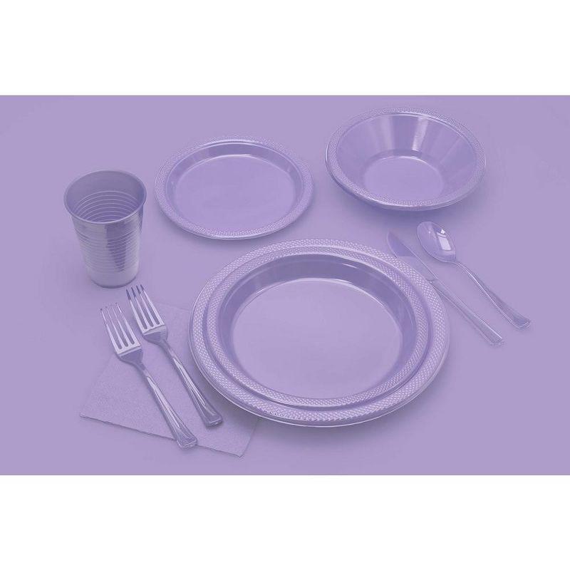 Crown Premium Quality Plastic Tablecloth 54 Inch. x 108 Inch. Rectangle - Lavender - 6 Pack