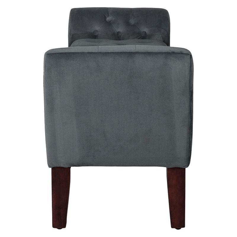 Luxurious Dark Gray Velvet Tufted Storage Settee Bench