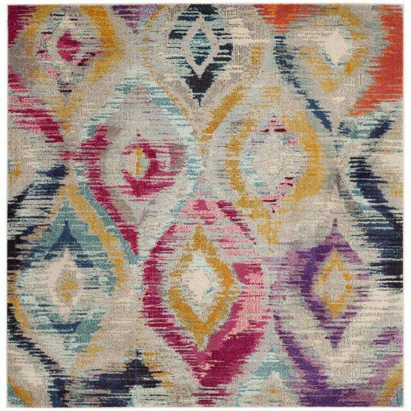 Monaco Vibrant Multi-Color Square Area Rug, 6'7" x 6'7"