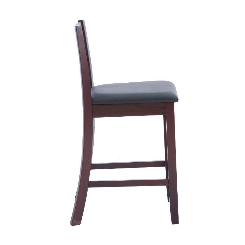 Triena Soho 24" Padded Seat Faux Leather Counter Height Barstool Hardwood/Espresso - Linon: Rubberwood Frame, Ladder-Back Design