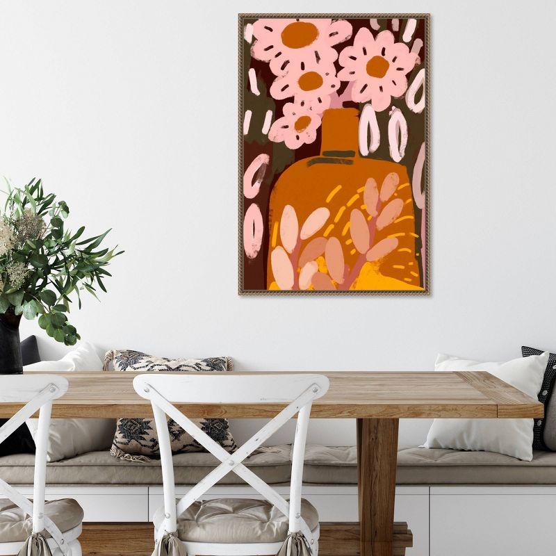 23"x33" Pastel Flower Impression No by Treechild Framed Canvas Wall Art Print Bronze - Amanti Art