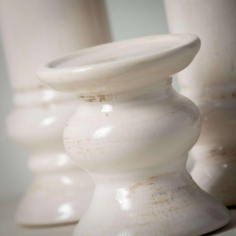 Sullivans Set of 3 Pillar Ceramic Candle Holders 5"H  9.5"H & 11"H White