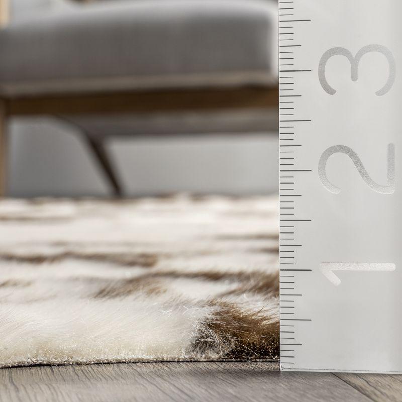 Nuloom Marcia SpinClean Machine Washable Faux Cowhide Area Rug, Shaped 3' 10" x 5', Brown