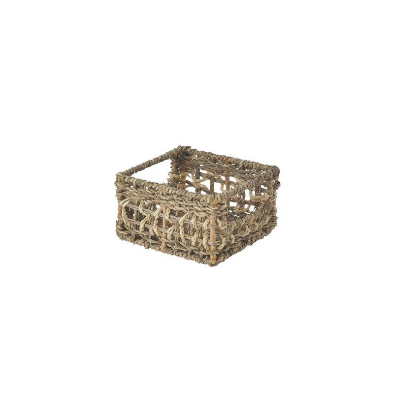 WeThinkStorage Set of 5 Hand-Woven Natural Seagrass Decorative Storage Bins Natural Brown