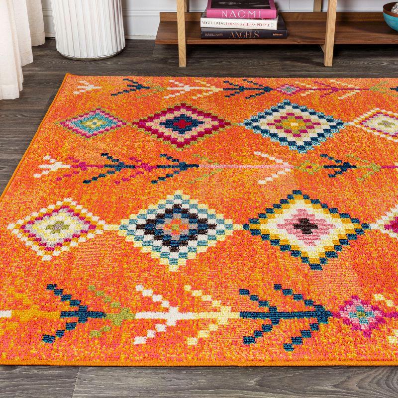 Tribal Love Geometric Orange Multi 3x5 Feet Area Rug