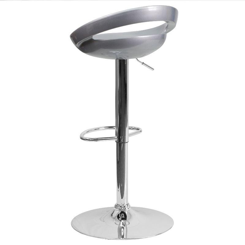 Flash Furniture Contemporary Plastic Adjustable Height Barstool with Rounded Cutout Back and Chrome Base