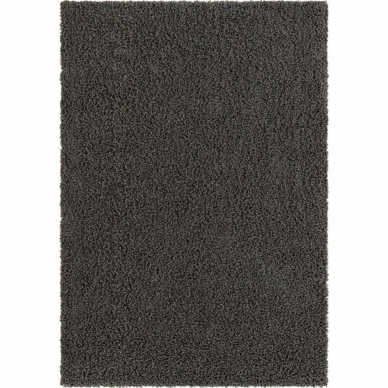 Reversible Gray Solid Shag Synthetic 4' x 6' Rug