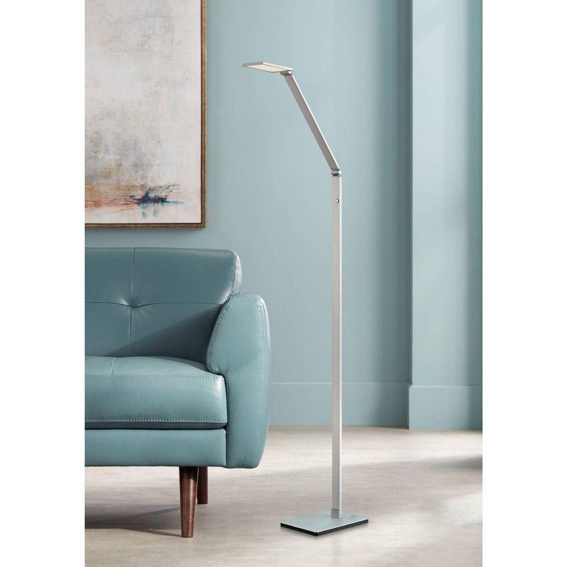 Bentley LED Task Floor Lamp 61" Tall Adjustable Silver Aluminum