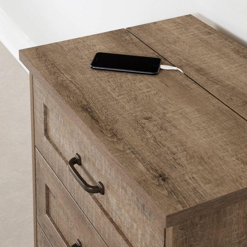 Prairie Nightstand Weathered Oak - South Shore: Laminated Particle Board Bedside Table with Drawers