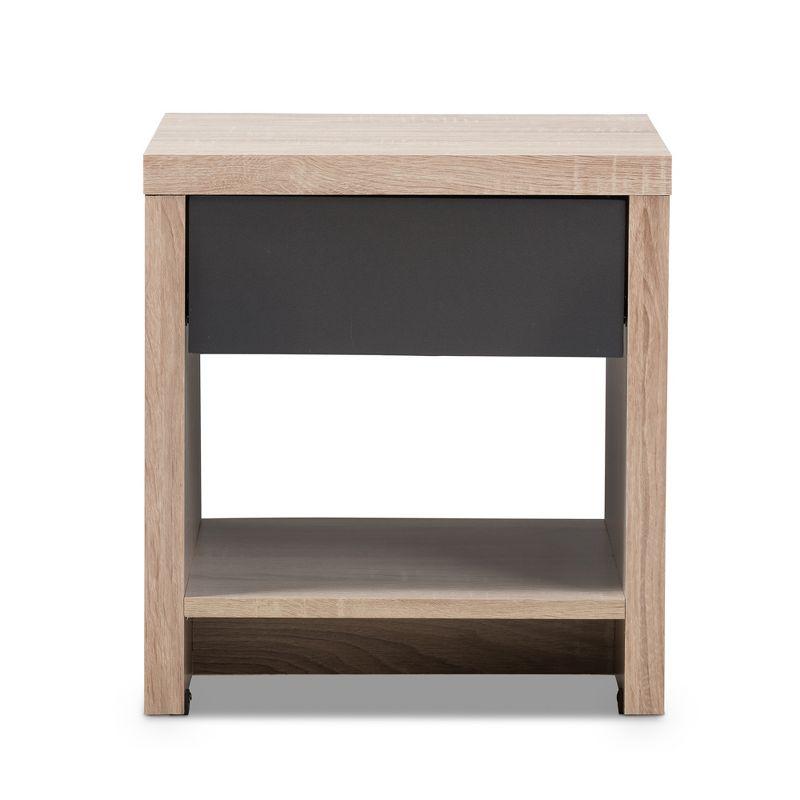 Baxton Studio Jamie Modern and Contemporary Two-Tone Wood 1-Drawer 1-Shelf Nightstand - Brown : Bedside Table with Storage