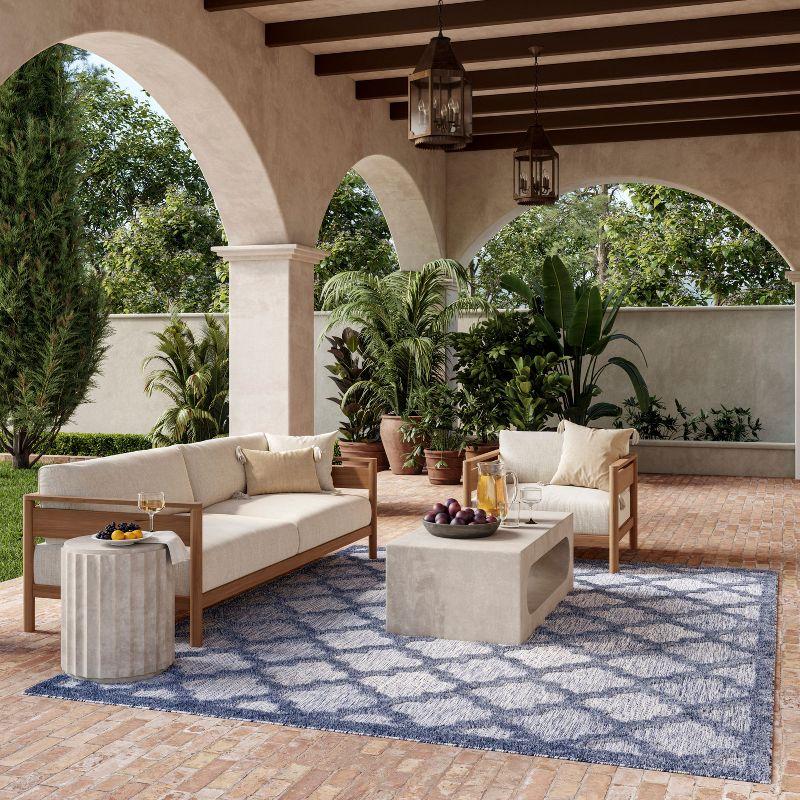 Nourison Easy Care 6' x 9' Denim Blue Modern Flatweave Indoor/Outdoor Rug