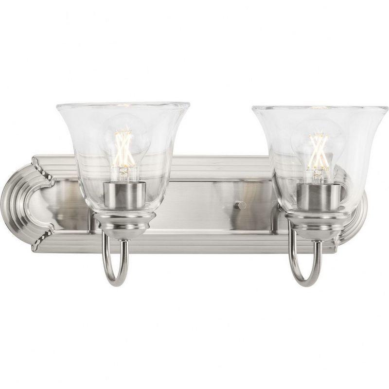 Progress Lighting, Calhoun Collection, 2-Light Vanity Light, Brushed Nickel, Clear Glass Shades, Material: Steel