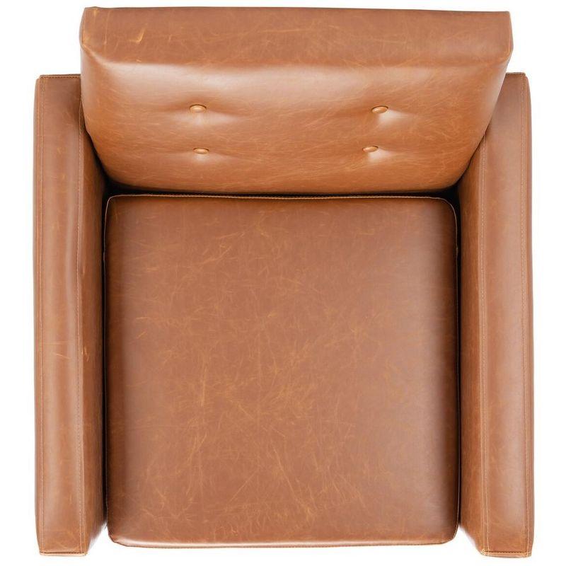 Roald Mid-Century Glam Accent Chair in Light Brown Faux Leather