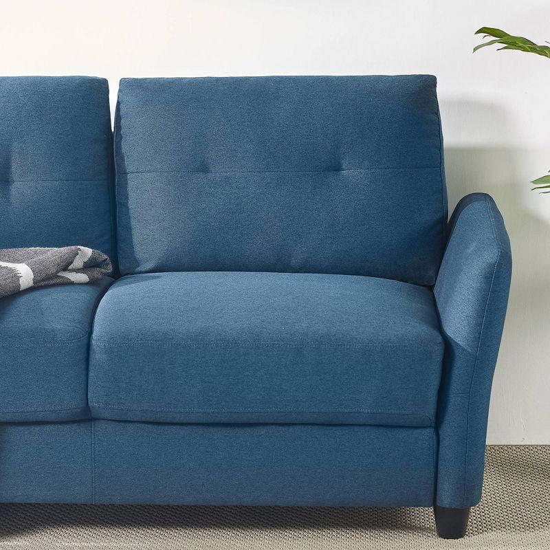 Lyon Blue 52" Tufted Loveseat with Flared Arms and Woven Fabric