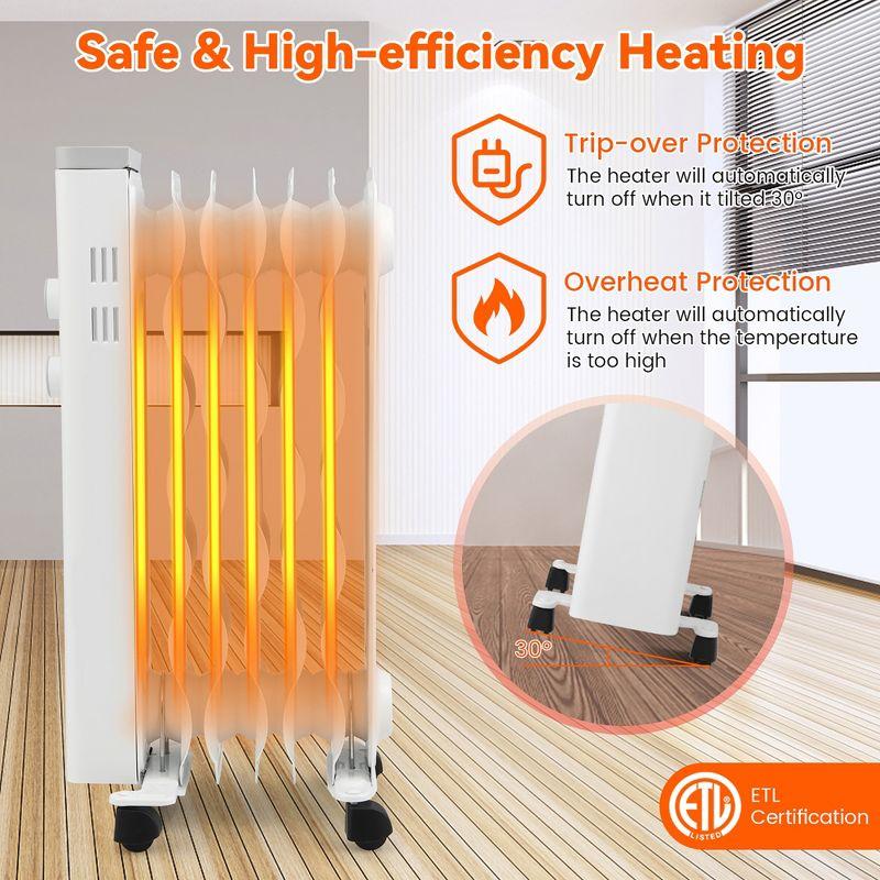 Costway 1500W Oil Filled Space Heater Electric Oil Radiant Heater w/ Safety Protection