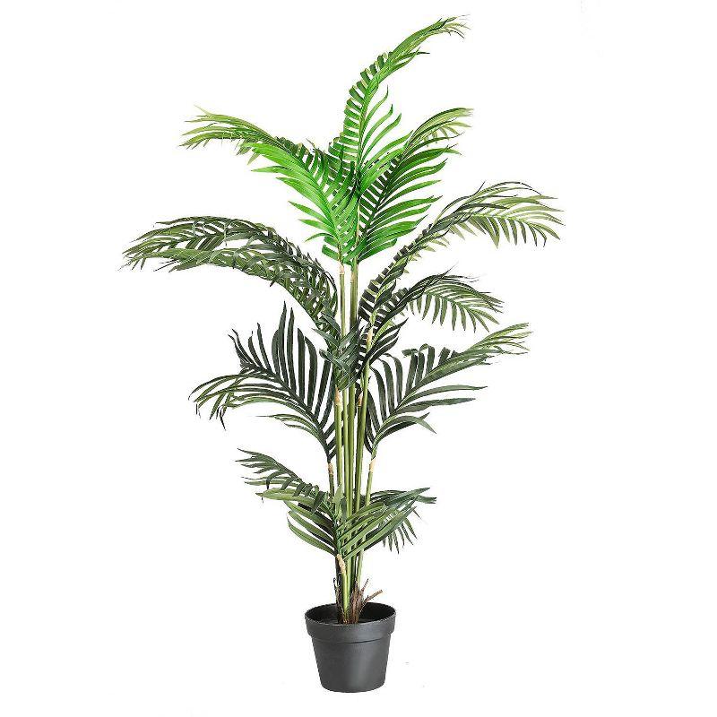 60" Green Plastic Outdoor Potted Palm Floor Plant
