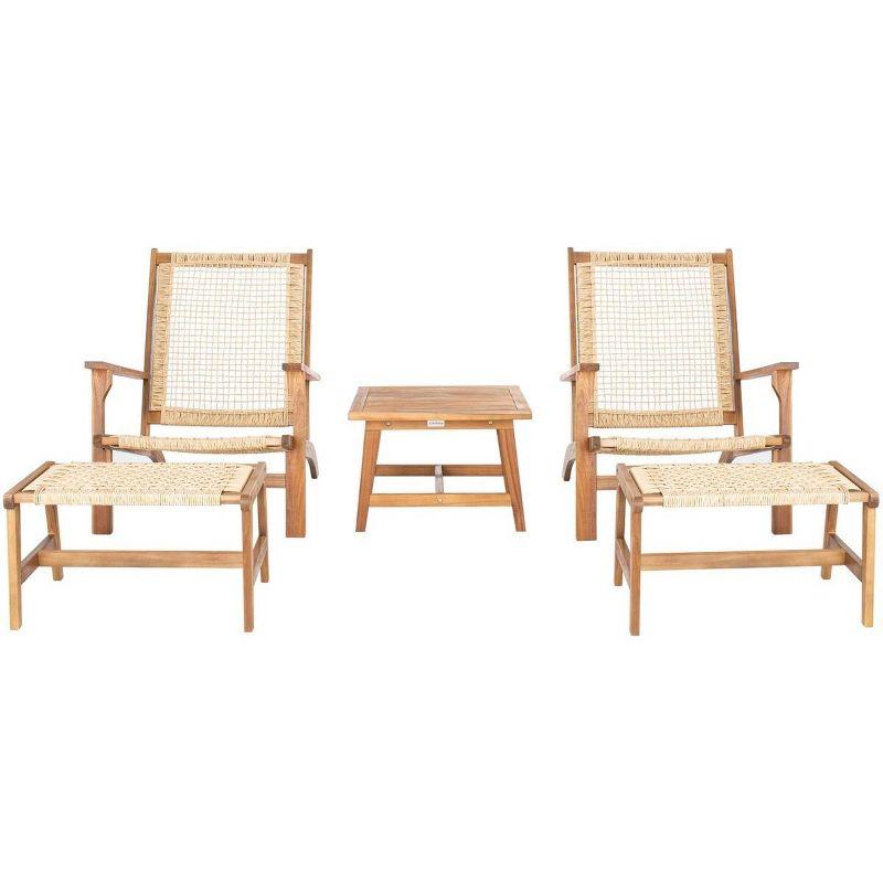 Chantelle Natural Acacia and Rattan 5-Piece Patio Set