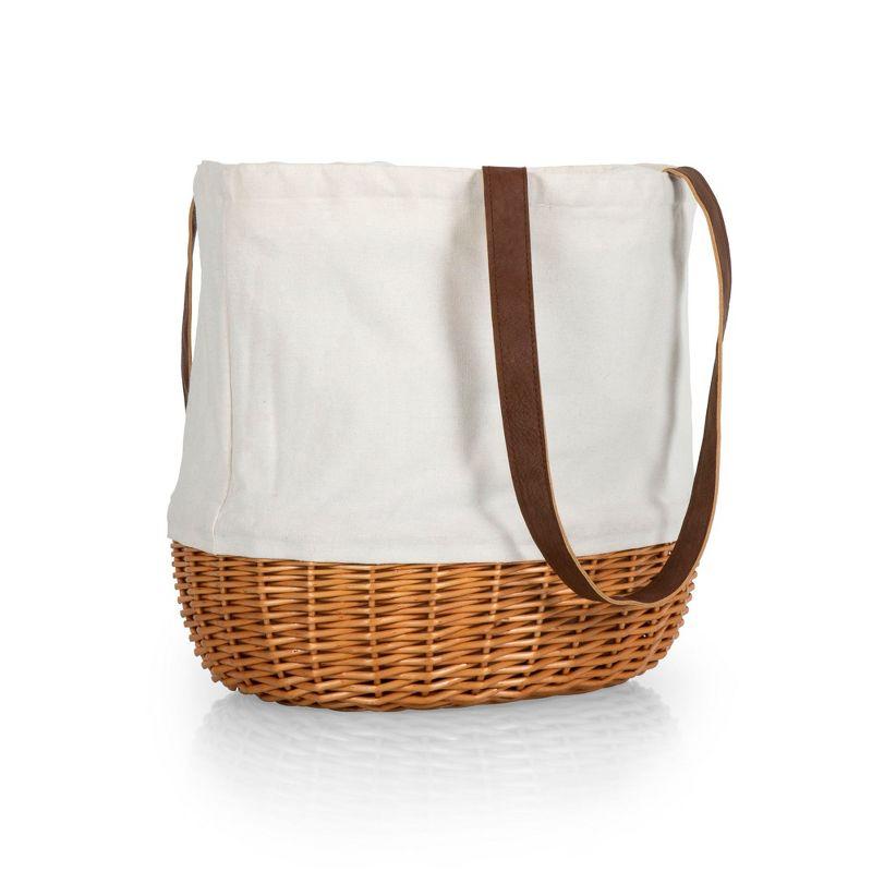 Picnic Time Coronado Canvas and Willow Basket Tote with Floral Pattern