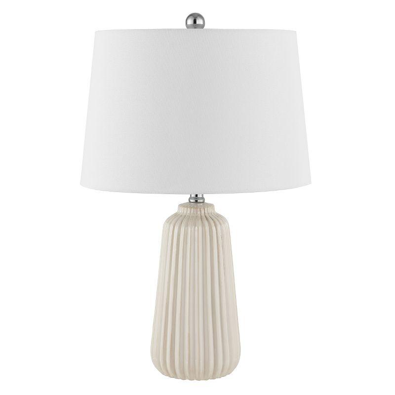 Wildon Home® Modern Ceramic Table Lamp With Led Bulb Included - Elegant Ivory Finish And Textured Design For Bedroom, Living Room, Or Home Office