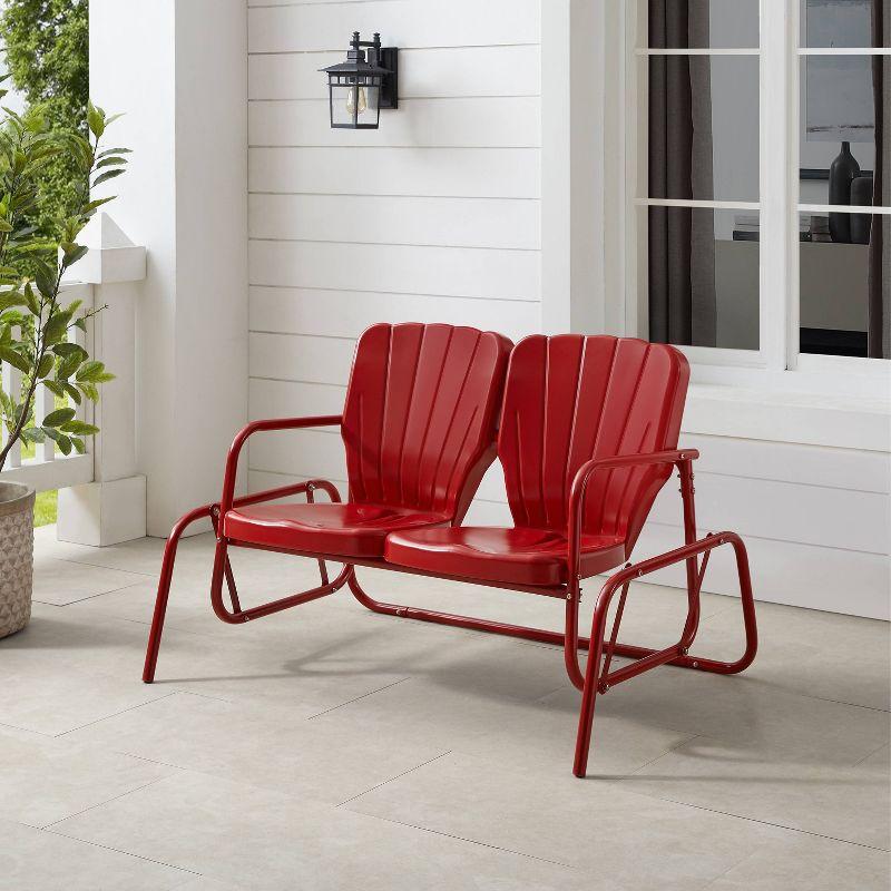 Ridgeland Outdoor Metal Loveseat Glider - Red - Crosley