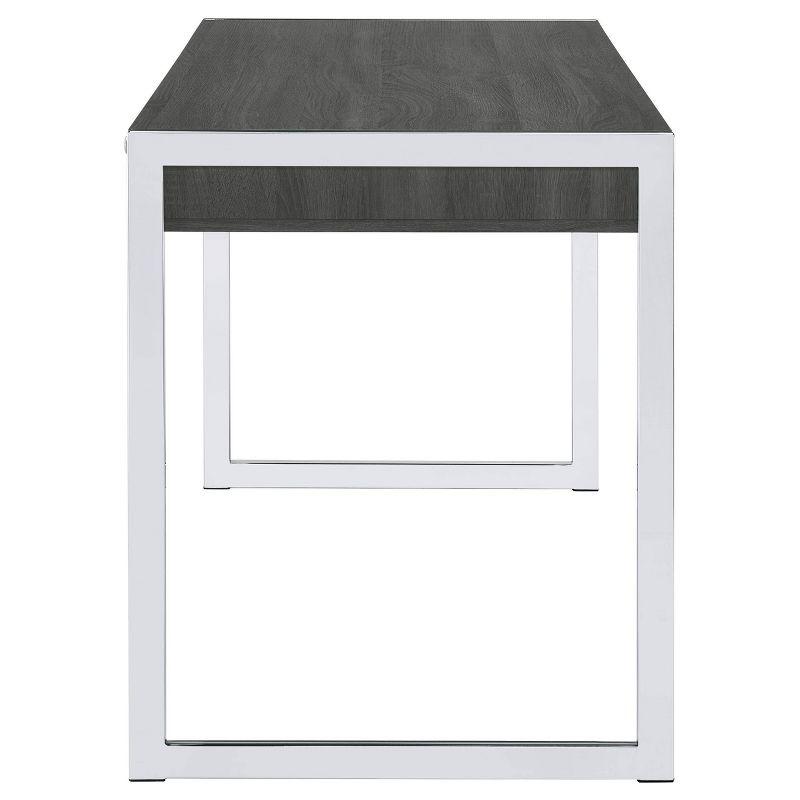 Wallice 2 Drawer Writing Desk with Chrome Base Weathered Gray - Coaster: Modern Home Office Furniture