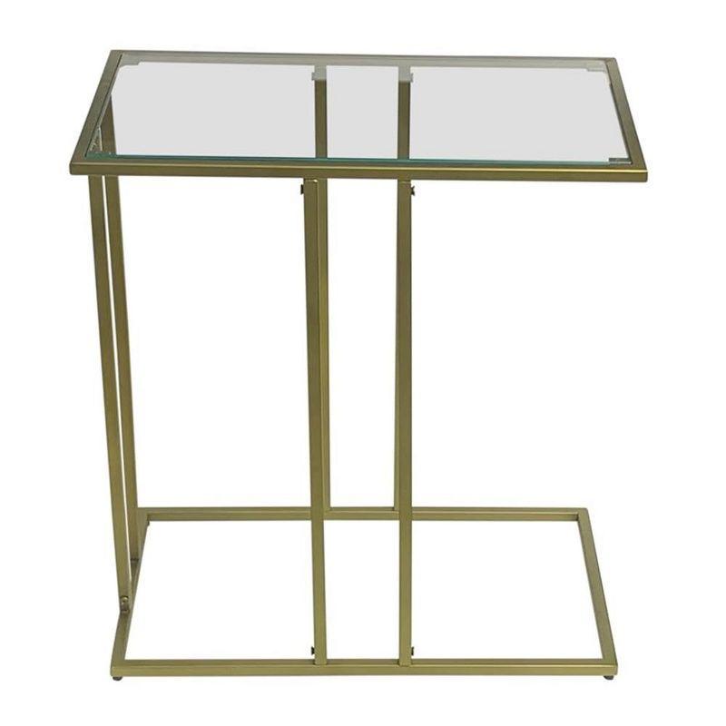Carolina Living Serena End Table - Tempered Clear Glass - Antique Gold
