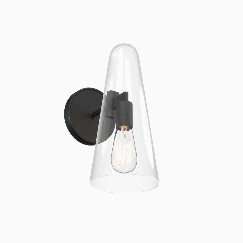 Modway Surround Wall Sconce – Minimalist 1-Light Wall Fixture with Frosted Glass Globe and Brass Mounting Base