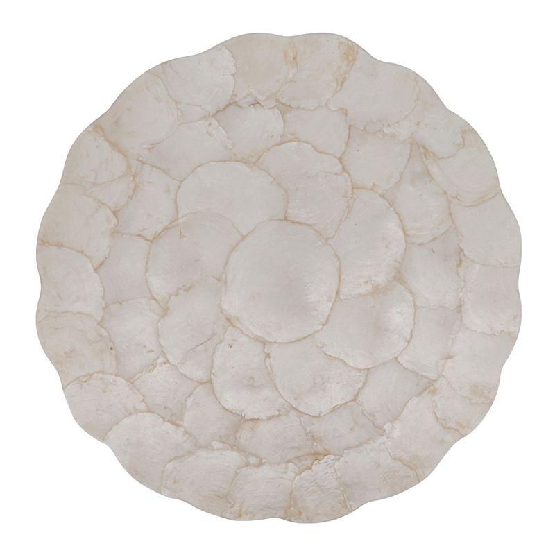 Ivory Scalloped Capiz Placemats Set of 4, 15"