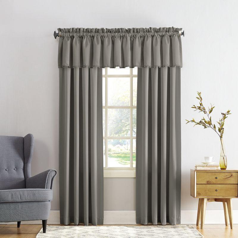 54"x84" Sun Zero Room Darkening Seymour Rod Pocket Curtain Panel Gray: Energy Efficient, Noise Reduction, Thermal Insulated