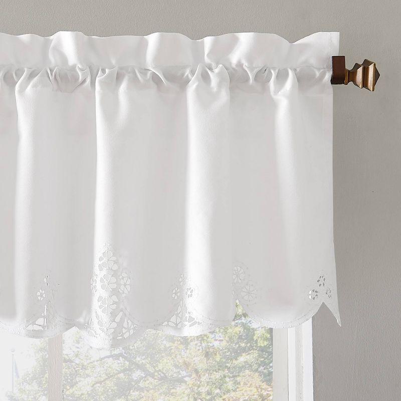 White Floral Lace Rod Pocket Kitchen Valance 58" x 14"