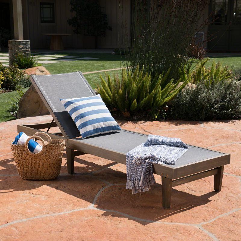 Gracie Oaks Outdoor Patio Chaise Lounge with Cushion