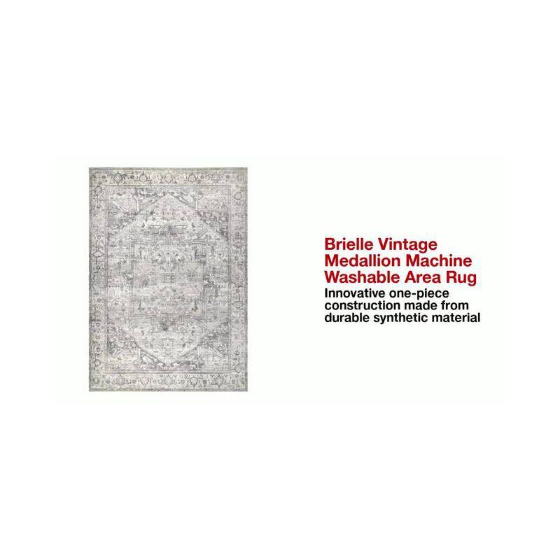 Nuloom 6 Round Machine Washable Rain Haven Vintage Medallion Indoor Area Rug, Grey Non-Slip Backing, Stain Resistant,  BedroomLiving Room, Kitchen