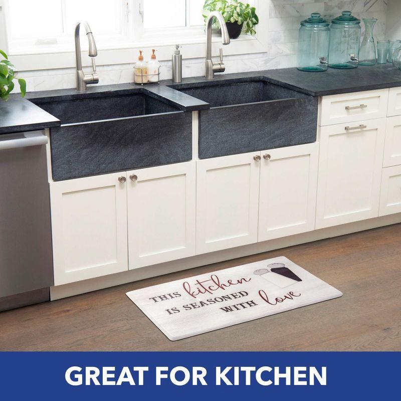 Gray and Red Anti-Fatigue Kitchen Mat with Quote