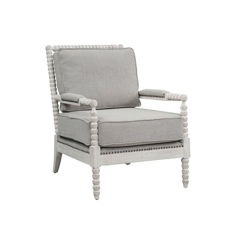 35" Saraid Accent Chair Gray Linen Light Oak Finish - Acme Furniture: Upholstered Armchair, No Assembly, Wood Frame