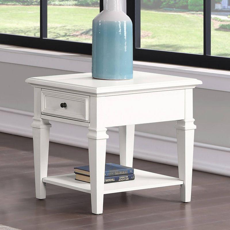 Charlestown End Table White - Steve Silver Co.: Farmhouse Style, Storage Shelf, Cottage Accent Table