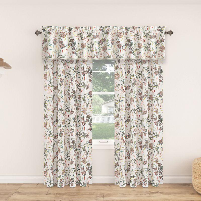 54"x18" No. 918 Semi-Sheer Lily Garden Watercolor Floral Rod Pocket Curtain Valance Rose Pink: Window Treatments